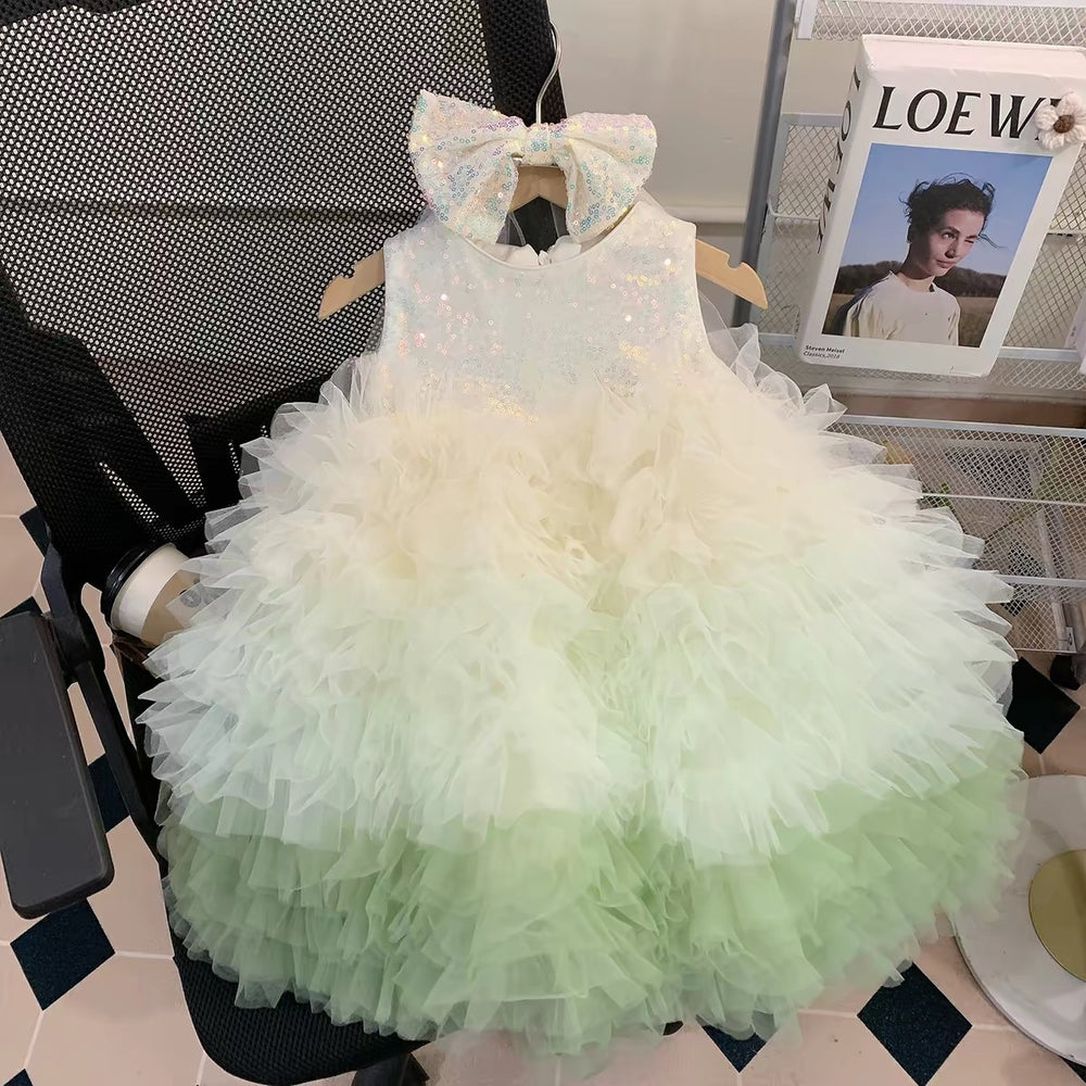 summer korean style girls' dresses: bubble gauze princess dresses with mesh skirts for young girls - wholesale supply