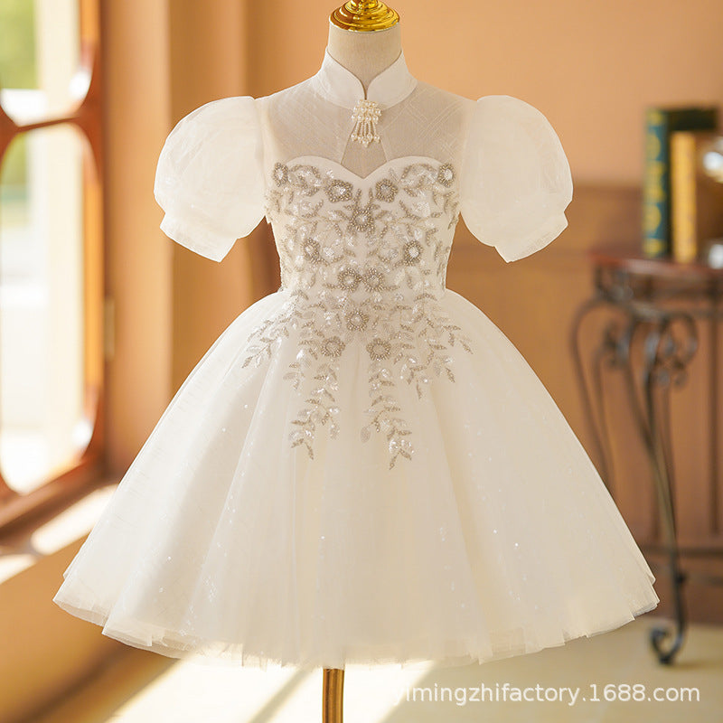 spot hot-selling girl's dress, piano performance, catwalk, children's flower girl princess dress, short style, wholesale