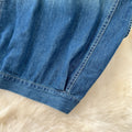 European and american hot girl retro denim set - women's summer sleeveless shirt + high-waisted slit maxi skirt