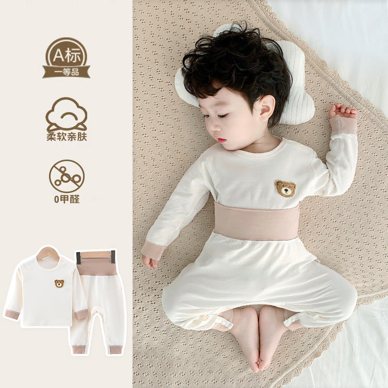 Baby spring/autumn winter separates set - autumn style cotton baby long johns - high-waisted belly protection base layer infant clothing