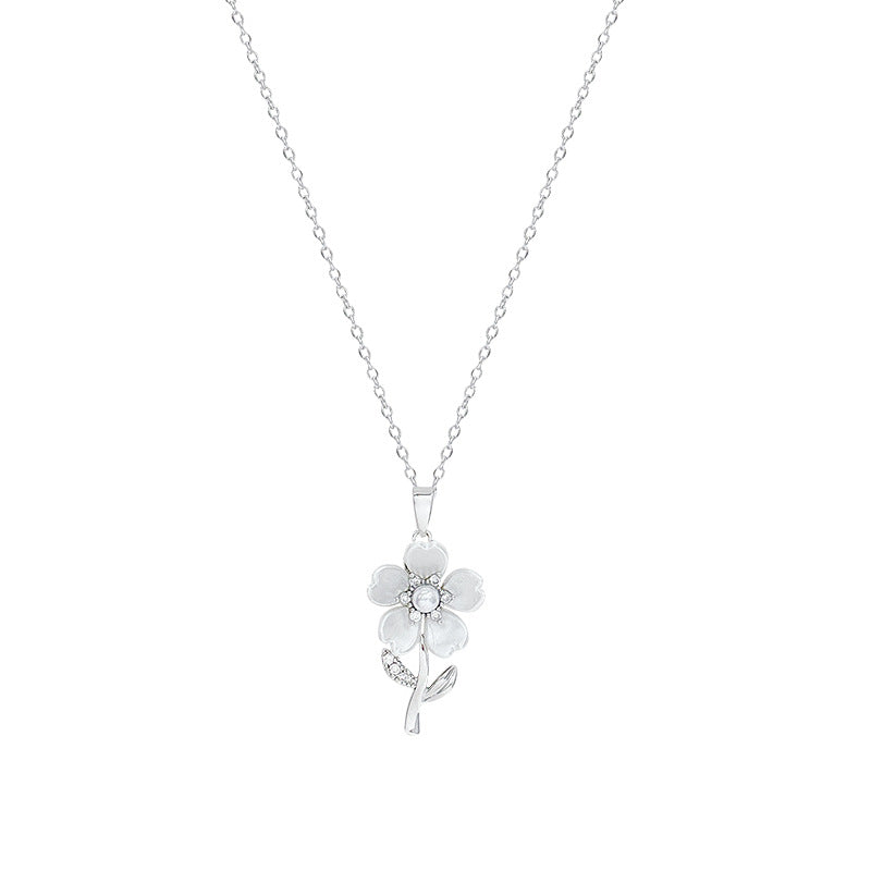 Fashion tulip flower accessories necklace sweet style small fresh flower pendant eleganteasiest for match clavicle chain necklace