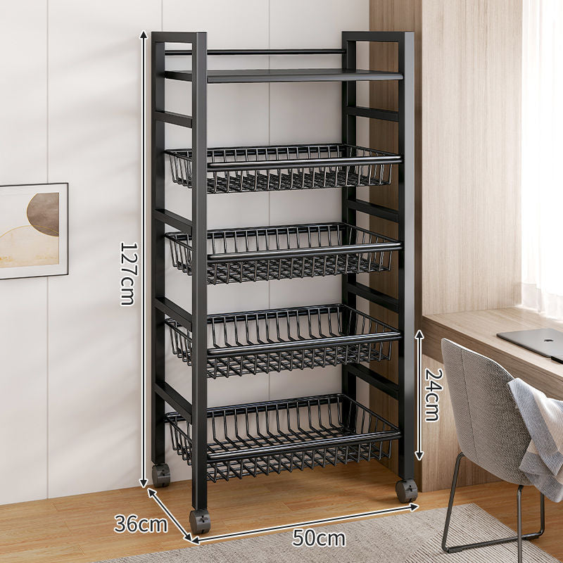 Kitchen shelf storage rack floor-standing multi-layer movable storage rack multi-functional punch-free storage rack thickened shelf