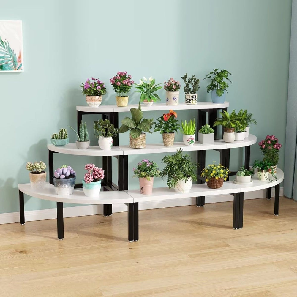 Solid wood corner flower shelf, multi-layered indoor space-saving floor-standing balcony wooden plant flower pot rack storage