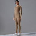 New solid color double-sided brushed breathable high-stretch compression long sleeve yoga set - activewear running fitness two-piece outfit