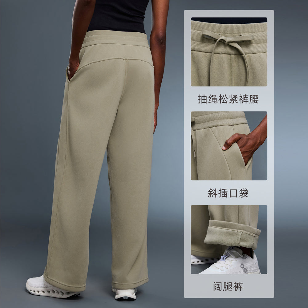 Women's fall/winter fleece-lined thickened straight-leg wide-leg pants - loose fit, warm, slimming, casual, and athletic long pants d25133