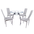 Modern minimalist glass dining table and chair set with backrests - export quality, complete table and chair set, one table and four chairs