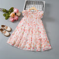 Girls' pink floral dress -  summer new arrival - korean style sleeveless ruffle trim tiered dress for toddlers and young children