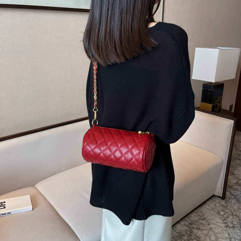 Foreign order popular niche bag women's 2025 summer new diamond chain shoulder messenger bag popular cylinder bag