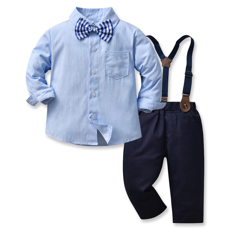 export children's autumn outfit: gentleman's long-sleeved suit for baby boys, first birthday outfit, baby clothes, children's first birthday dress