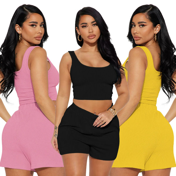 YD1178-B5 special products are not refundable, European and American fashion casual solid color vest two-piece set,  women's clothing