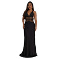 C7546 cross-border   fashion women's sexy lace v-neck patchwork backless dress
