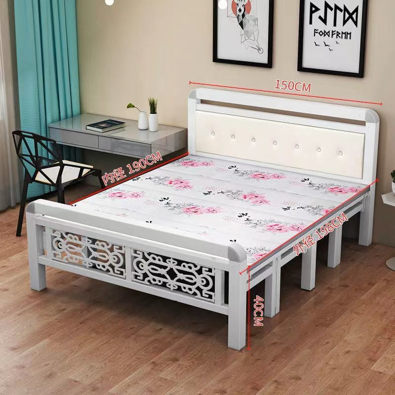 Four-fold foldable bed single bedfor homesimple office lunch break double rental house adult iron bed
