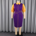 African fashion new bubble sleeve dress - color block bodycon pencil skirt for work