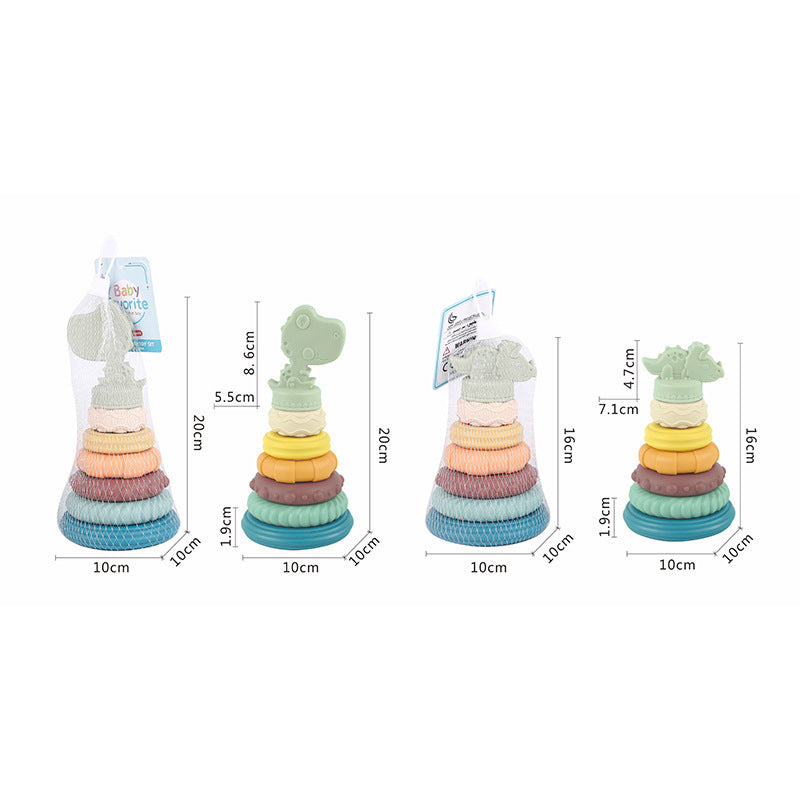 Cross-border export  baby vinyl stacking high early education cognitive soft glue stacking music baby stacking ring toy