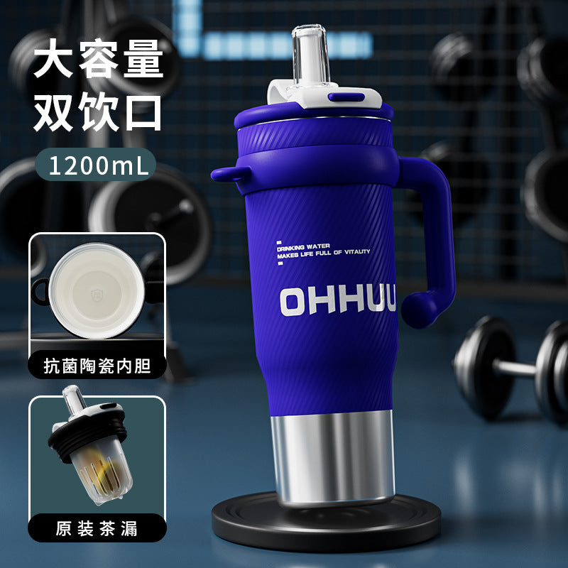 New arrival big mac large capacity ice cup thermal insulation cup car handle cup cold insulation high appearance straw water cup