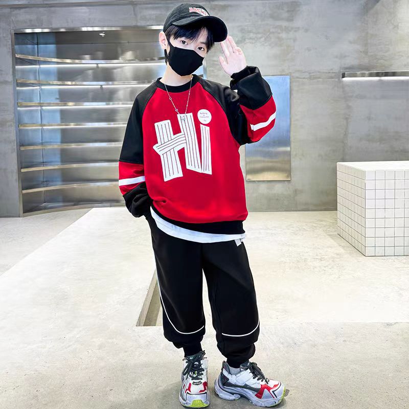 Kids' fall outfit: cool & stylish hoodie set - trendy boy's  new arrival - handsome two-piece set for boys, perfect for spring and autumn