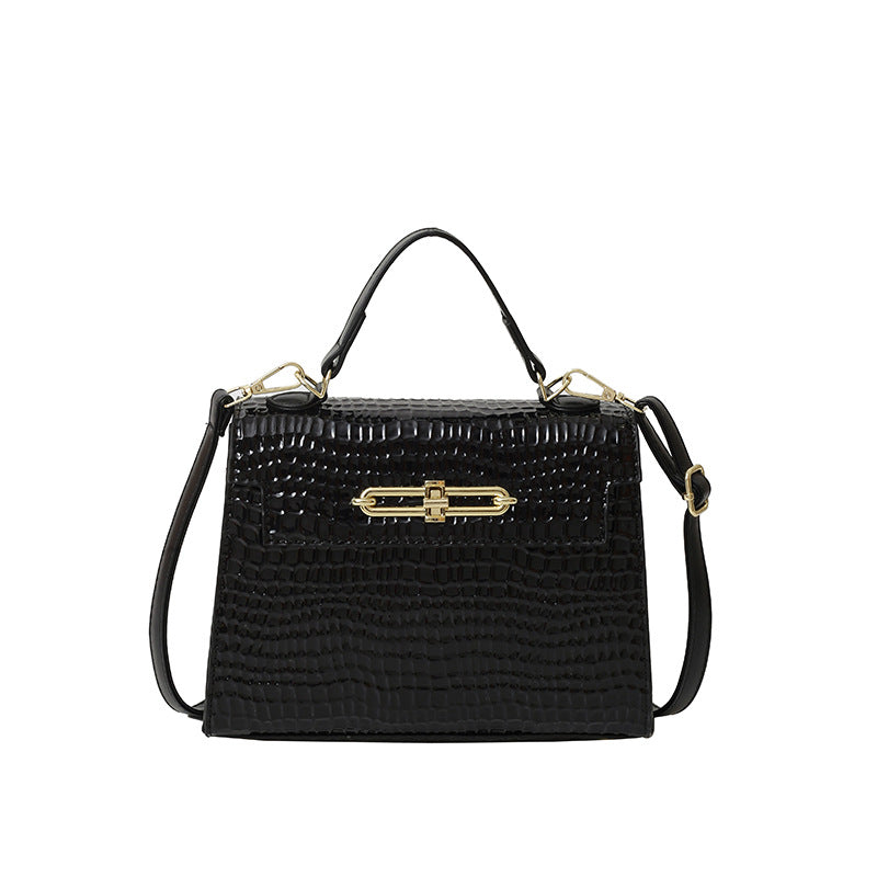 new arrival bag women's fashion crocodile pattern embossed square satchel bag kelly bag elegant shoulder women's crossbody bag