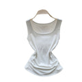 Casualwork clothing style silmslimming look pleated vest women's summer outweareasiest for matchcasualpure color sleevelesseleganttops