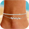 foreign trade popular heart-shaped satellite anklet suit adjustable layered ankle chain stylishtrendy design