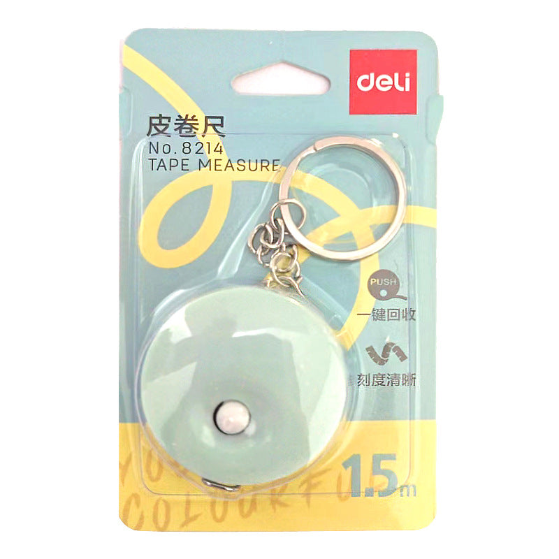 Deli 8214 tape measure, candy-colored keychain, tape measure 1.5 meters, clothing measure, soft measure, small tape measure, telescopic pull measure