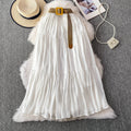 White midi skirt for women, summer  collection: petite-friendly, high-waisted, slimming, flowy, tiered cake skirt