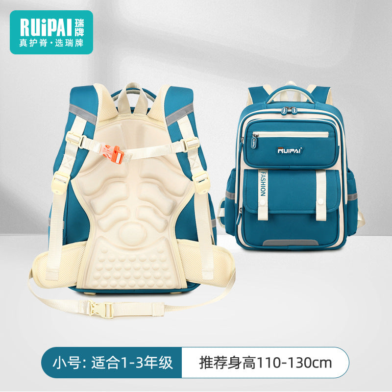 Ruipai primary school schoolbag boys and girls large-capacity multi-compartment waterproof and wear-resistant children's spine protection schoolbag manufacturer customization