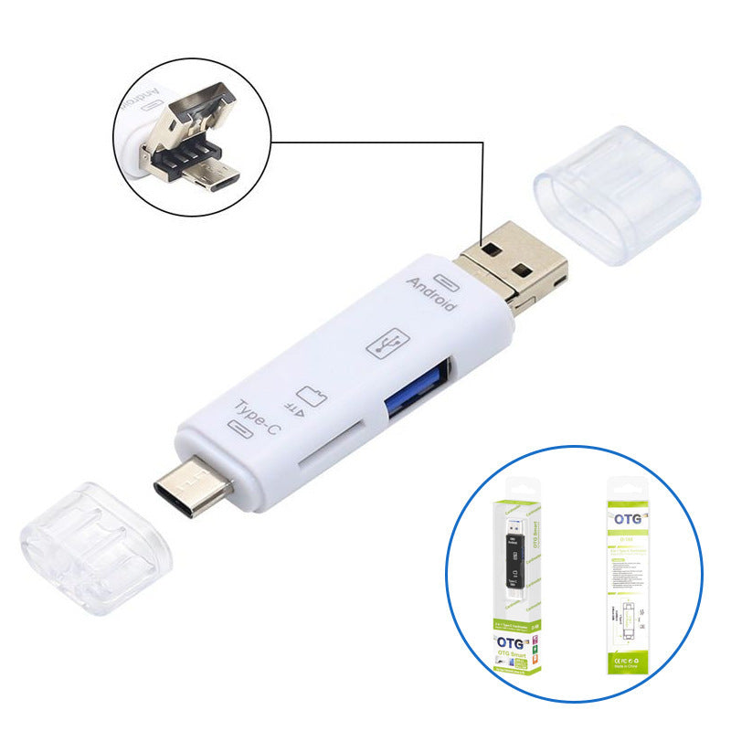 Type-c card reader tf android usb to otg 2.0 adapter - multifunctional 5-in-1