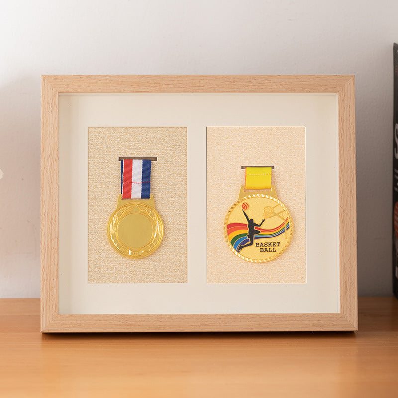 Wooden photo frame table medal storage display photo frame marathon gold medal hollow picture frame 10 inch keep medal