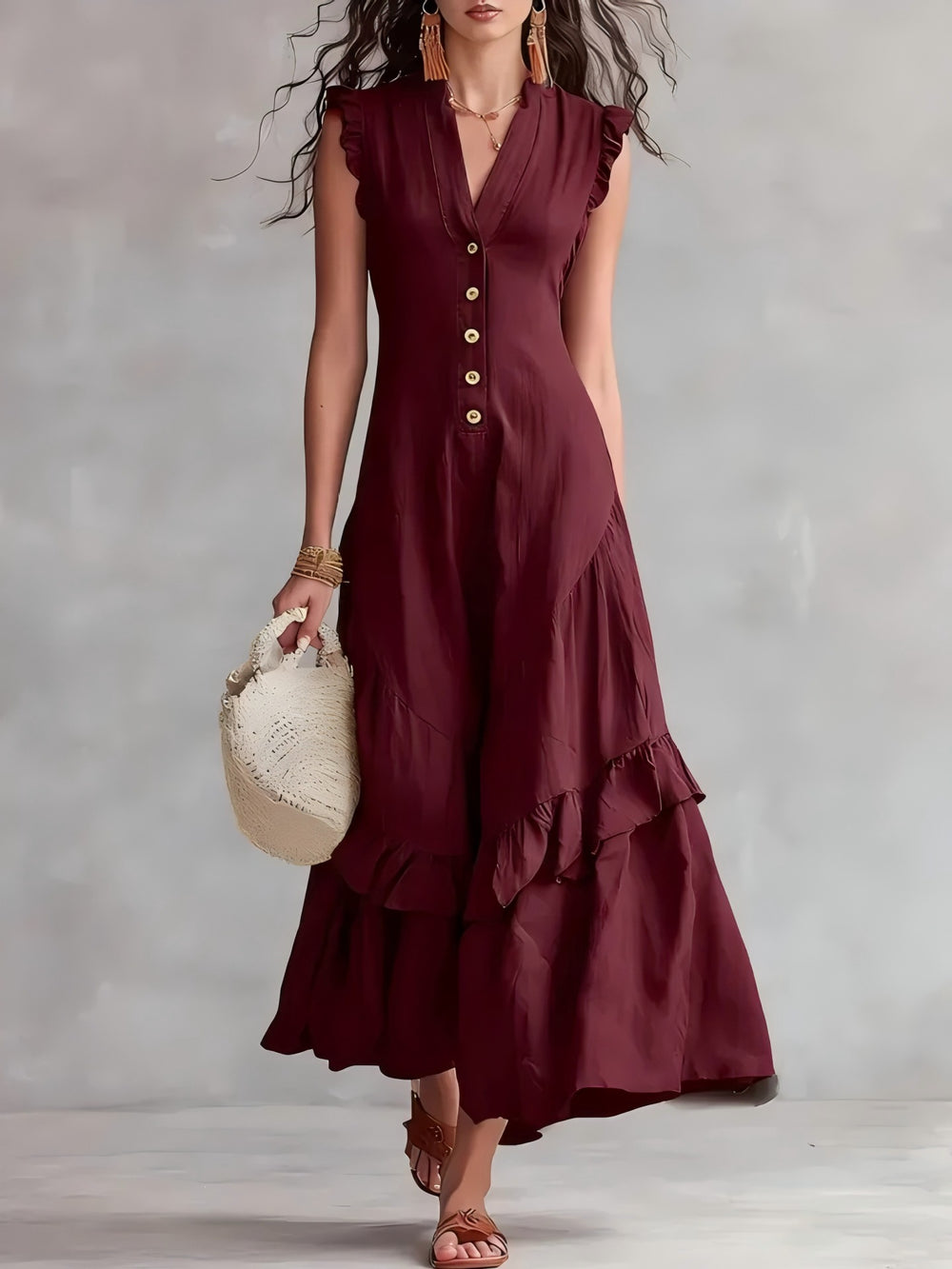 european and american cross-border  independent station new arrivalelegantelegancenormcore cotton and linen women's sleeveless dress