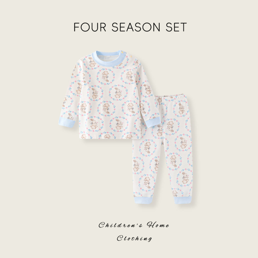 Kids autumn clothes and long pants pajamas pure cotton autumn clothes and long pants suit boys cotton sweater intimates baby sweater and trousers