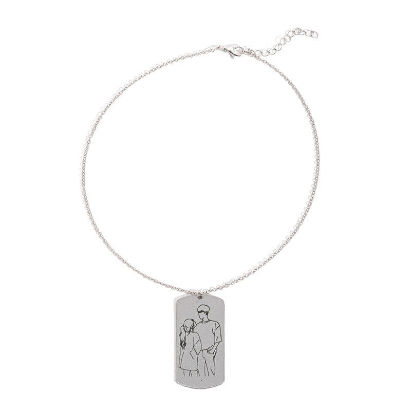 Laser engraved necklace wholesale - european & american cross-border alloy jewelry - women's couple pendant - anime cartoon light luxury sweater chain
