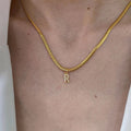 Geometric chic gold-tone blade chain necklace with letter pendant - stainless steel jewelry for women