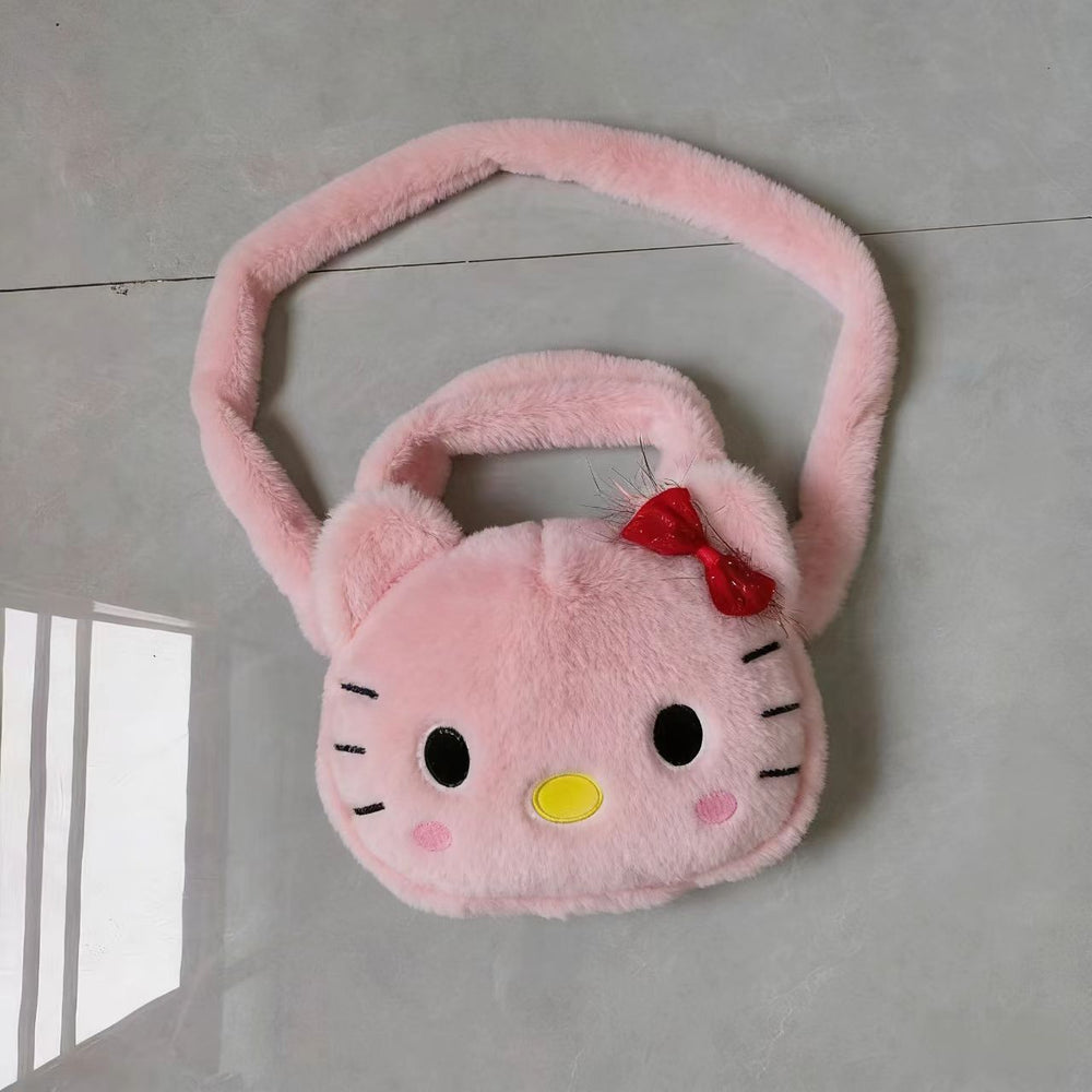 New cute animal crossbody bag for women - japanese style soft and sweet girly plush cartoon foreign trade bag - children's handbag