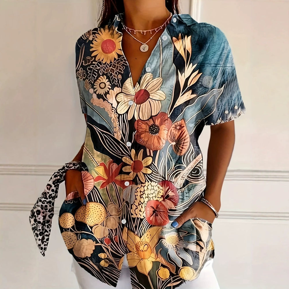 wholesale women's short-sleeved shirts, trendy shirt with hot-selling cross-border print designs, dropshipping available