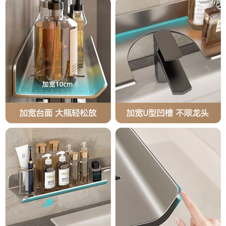 Shower Room Shower Bracket Shelf No Punching Space Aluminum Bathroom Cosmetics Shampoo Body Wash Storage