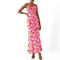 Amazon fashion elegancefloralsilm sleeveless dress women's  summer new beach suspender skirt