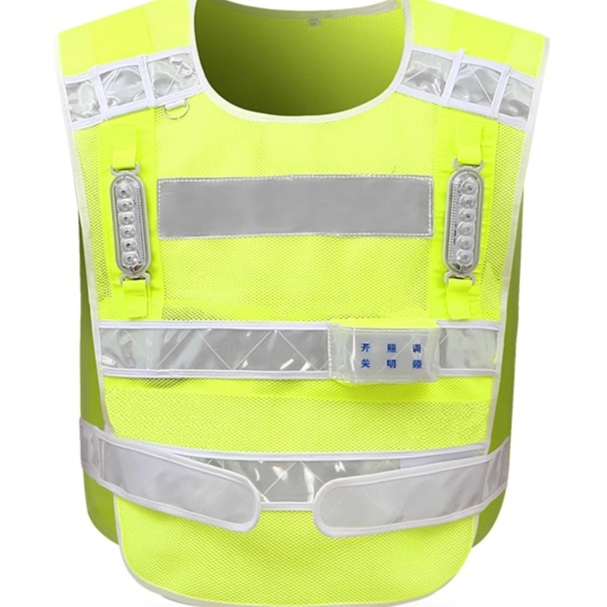 Breathable red and blue flash vest highway patrol construction vest printing LED rechargeable reflective vest with flash light
