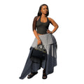 European and american cross-border women's clothing:  summer new arrival - elegant high-waisted slimming striped asymmetrical long a-line midi skirt