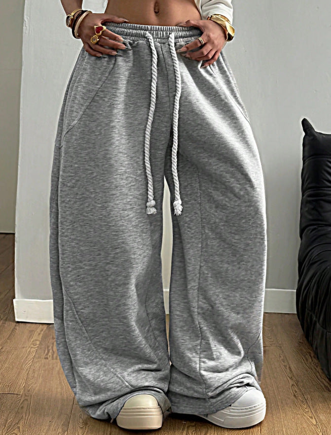 trendy brand women's casual pants -  autumn loose wide-leg flowy versatile trousers