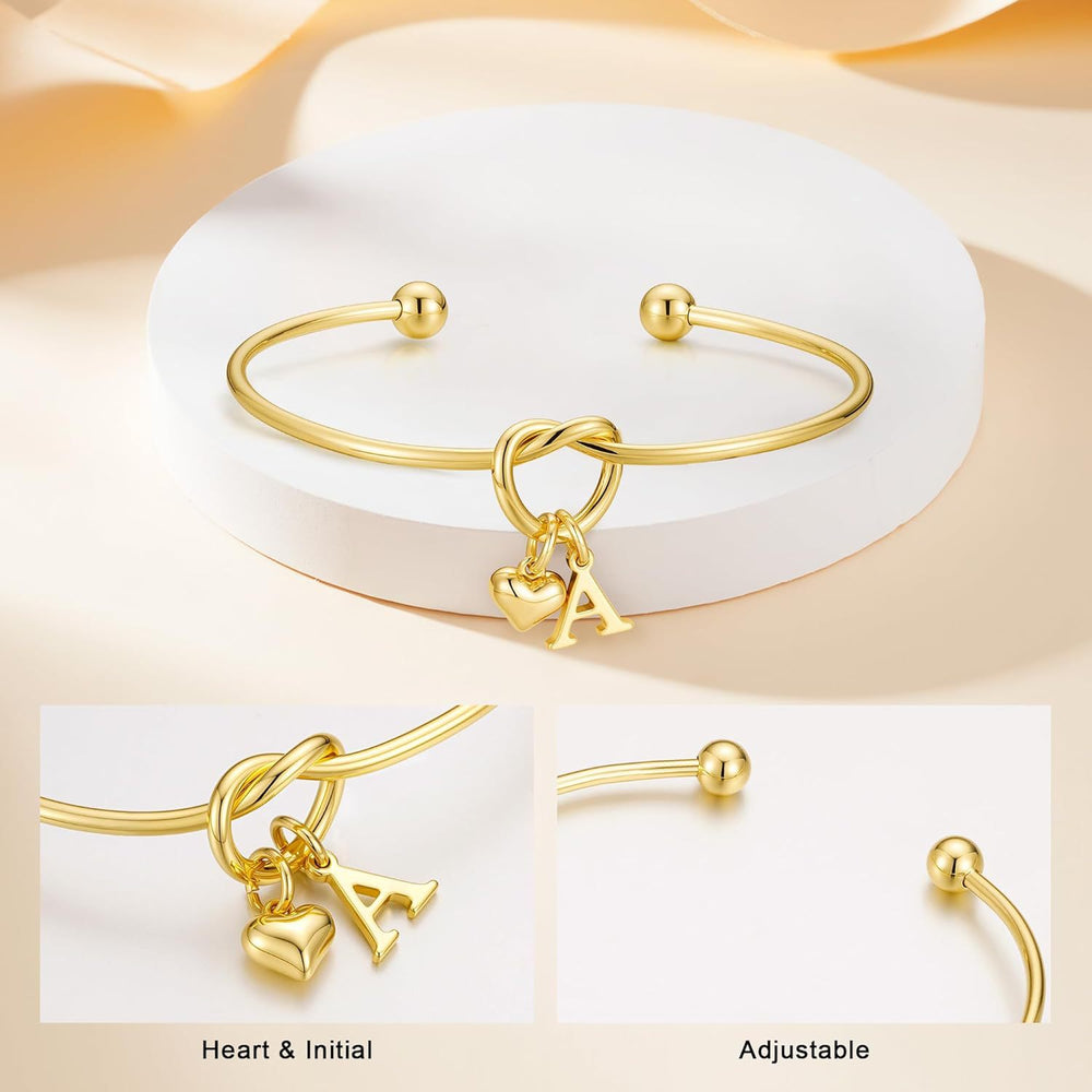 European and american cross-border 26 letter pendant stainless steel knotted heart bracelet personalized simple fashion versatile wrist chain for women