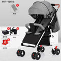Four-wheel one-button folding, reclining - linen gray - cotton padded bottom frame
