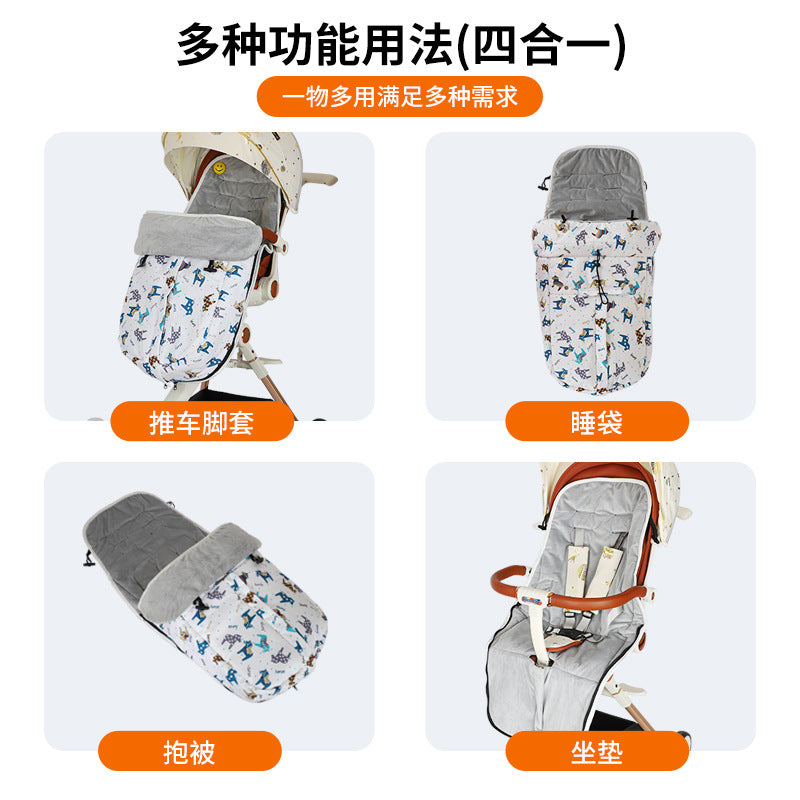 Stroller, sleeping bag, foot cover, warm bag, winter out, windproof mat, baby walking artifact, foot cover, thickened cotton pad, autumn and winter
