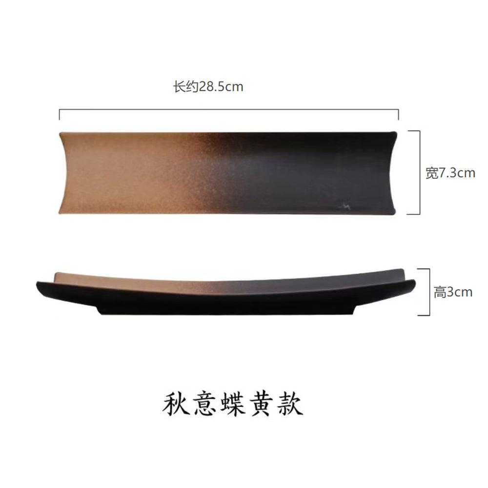 Japanese-style ceramic dessert platter - long serving plate for hotel, home, restaurant, sushi & sashimi presentation - creative tableware