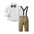 kidsautum new product kids clothing k-style boys suit cotton long sleeves white shirt overalls first birthday dress