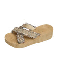 summernew arrival imitation hemp rope travel women's sandals outwear wedge flip-flops ethnic style thick sole flip-flops for women