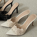 Yx pointed-toe high heels women's 2026 summer new collection champagne gold embroidered stiletto heels single shoes summer slippers for outdoor wear