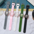 New arrival tweed style wine barrel square women's silicone watch high-looking women's watch student women's niche style quartz watch