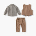 Kids' vest set - spring fashionable wedding outfit, baby birthday & first birthday dress, boys' british gentleman performance costume