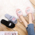 Fuzzy slippers women's 2024 spring new korean style flat crown one-strap warm home & outdoor cotton slippers