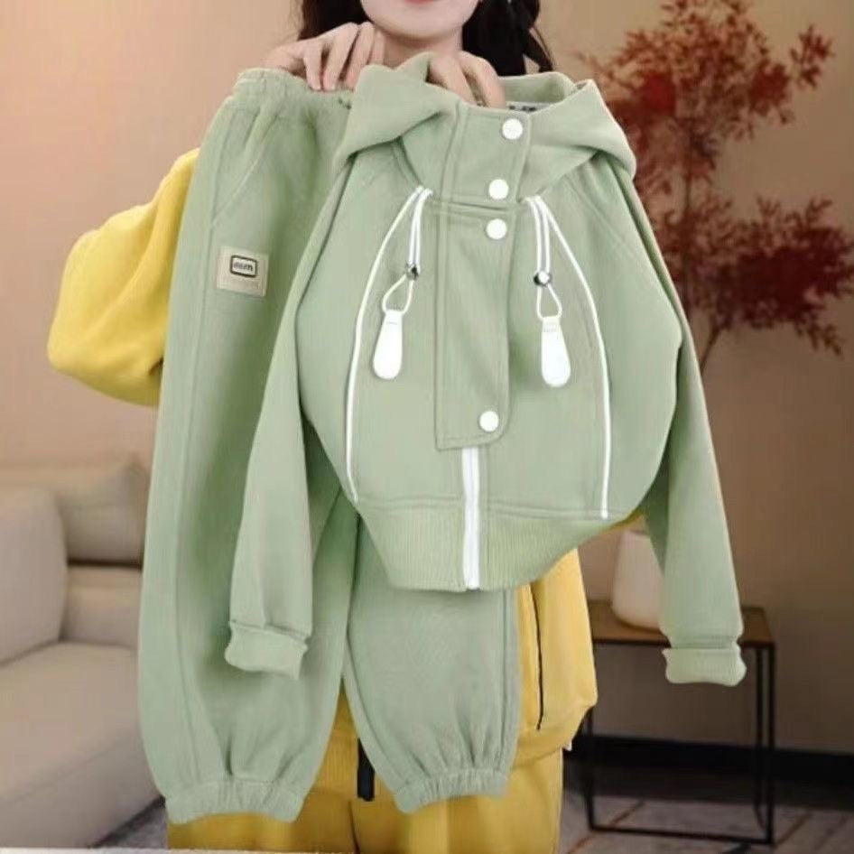 Kids' spring/autumn outfit set : new stylish and trendy sporty casual hooded two-piece set for boys and girls